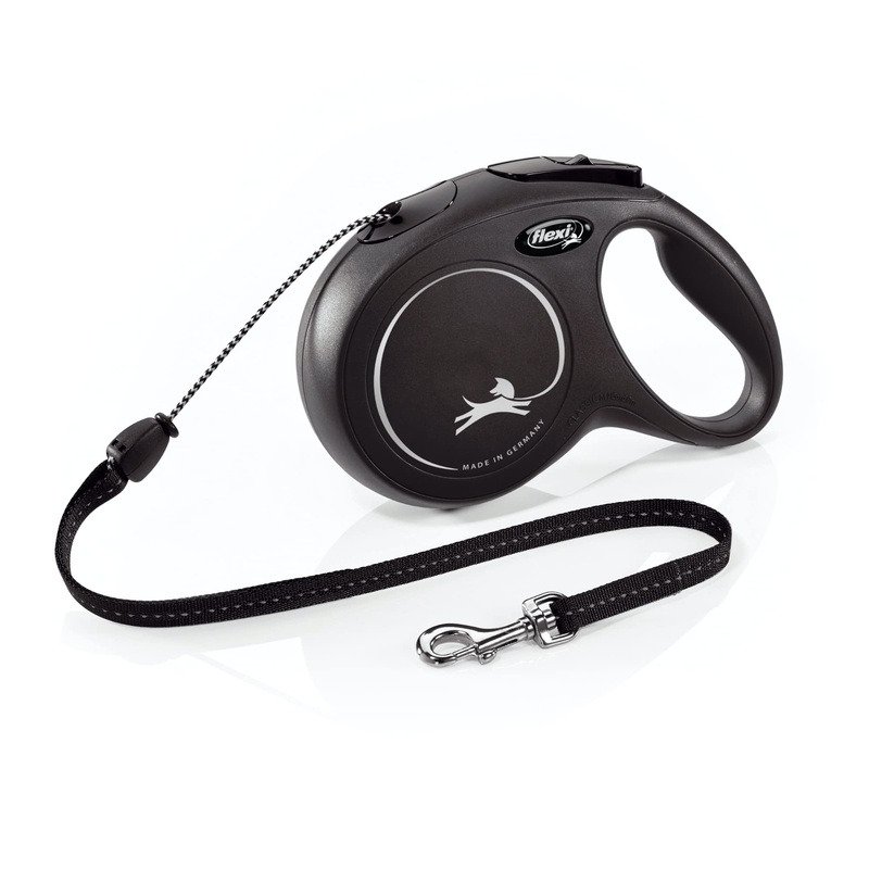 FLEXI New Classic Cord Retractable Dog Leash for Medium Dogs up to 44 lbs.  26 ft., Black | Tangle-Free Pet Walking Leash with One-Handed Brake, Pause, Lock|German Quality Product Medium – 26 ft