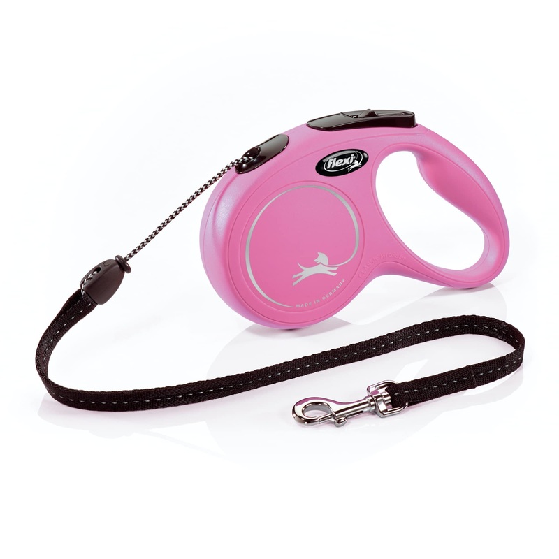 Flexi New Classic Retractable Dog Leash (Cord), 16 ft, Medium, Pink Medium – 16 ft