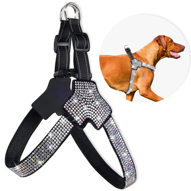 Sparkly Rhinestones Y-Shape Pet Dog Harness Size XL  Fashionably Functional Gear for Trendsetting Dogs Everywhere