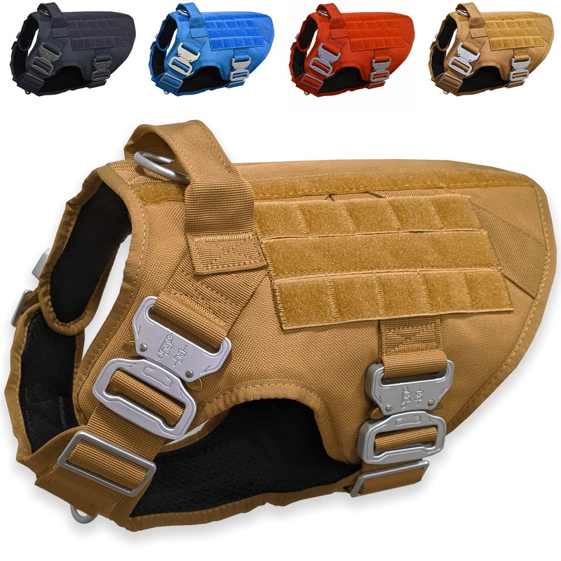 Tactical Dog Harness with 4 Metal Buckles. Tactical Vest for Dog No-Pull with Handle, Heavy Duty Harness for Small Dog (S)