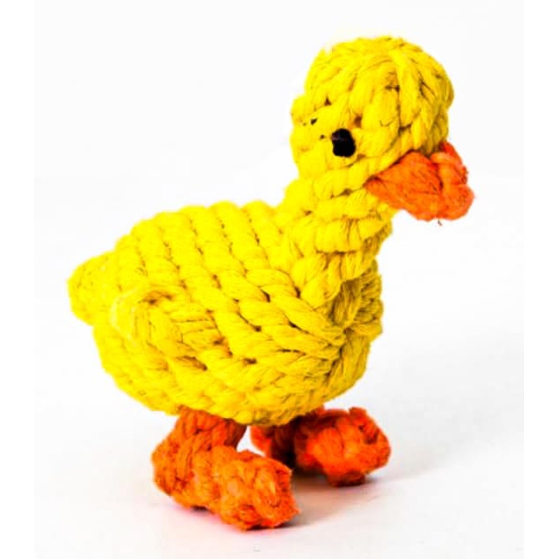 Vaulted Skulls & Co Dog Duck Toy Small 5″ | Rope Dog Toys | Duck Pet Toy | Tug of War Rope Dog Toy | Pull & Tug Dog Toy | Duck Dog Treats | Yellow/Orange | 5″ 1 Pack