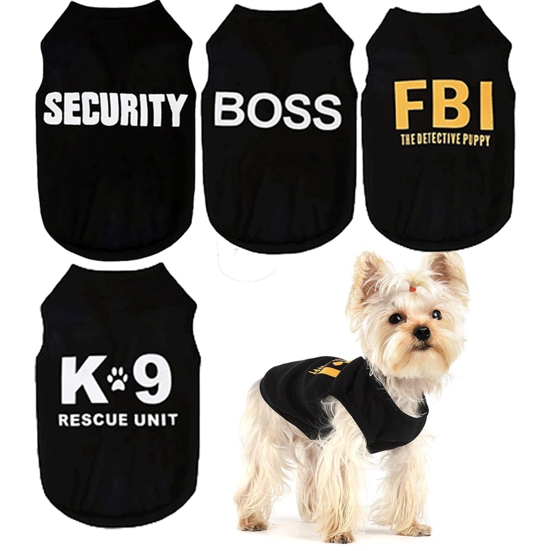 4 Pieces Dog Shirts for Small Dogs Dog Shirts Dog Tshirt Puppy Clothes for Small Dogs Yorkie Clothes Chihuahua Clothes Black Security Shirt X-Small X-Small