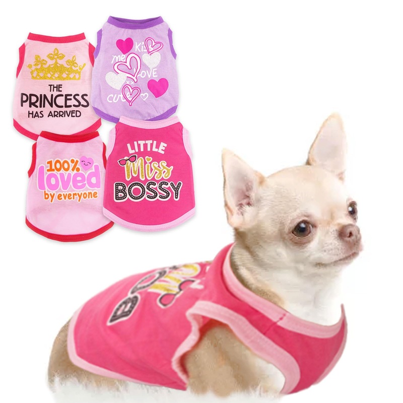 4 Pieces Girl Dog Clothes Chihuahua Clothes Cute Puppy Clothes Dog Clothes for Small Dogs Girl Yorkie Clothes Soft Pink Extra Small Dog Clothes Comfortable Teacup Dog Clothes XXS XX-Small Purple,Rose,Pink,Light Pink