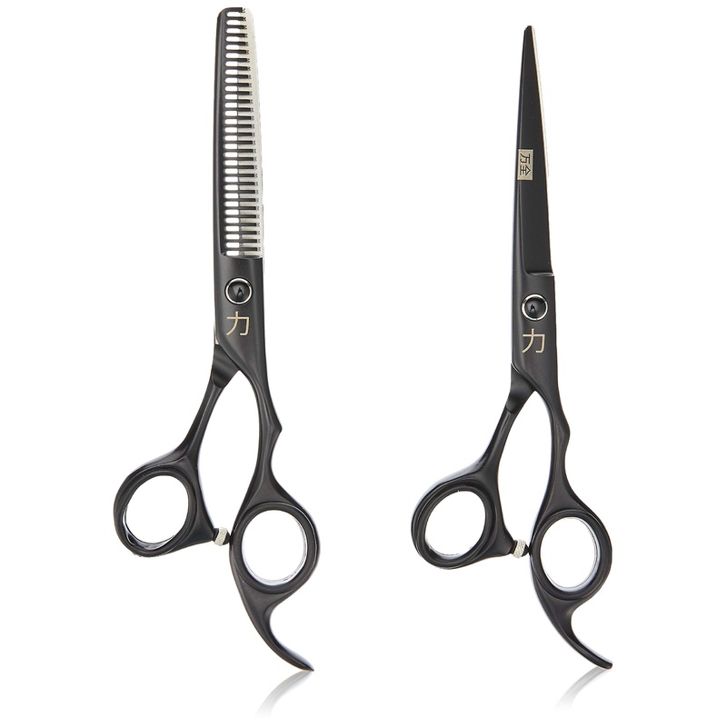 Black Titainium Japanese Stainless Steel Scissors Cutting Shear and Tooth Thinner, 6.0 Inch, 4.4 Ounce