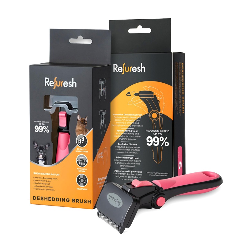 Deshedding Brush for Dogs & Cats – Pink & Medium, Short & Medium Hair Grooming Tool, Dog Deshedding Brush, Cat Deshedding Brush, Deshedding Dog Brush Short Hair, Lightweight Pet Hair Remover.