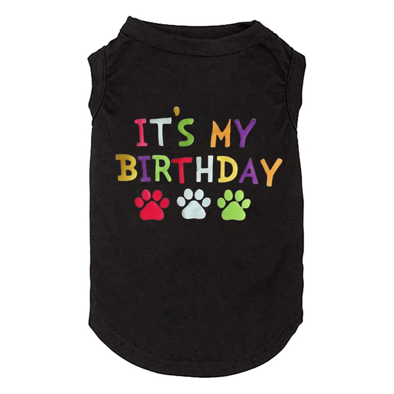 Dog Birthday Gift Clothes Boy Girl Birthday Shirt for Small Large Dog Brithday Vest for Doggy Puppy Clothes (1, 2, Medium, Black02) 1