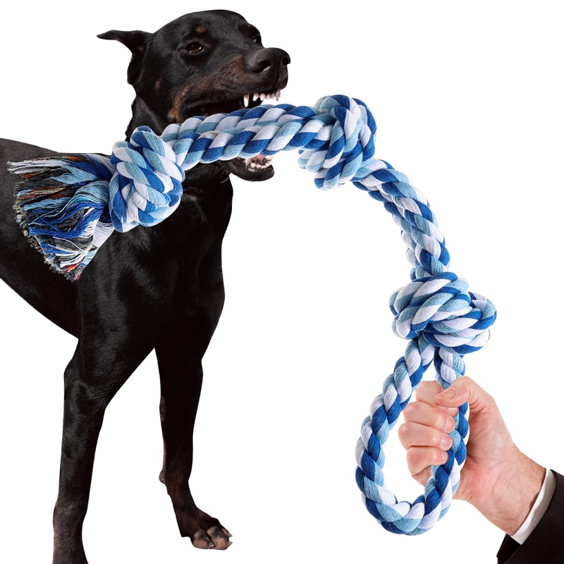 Dog Rope Toys Indestructible Dog Toys, Dog Chew Toys for Aggressive Chewers, Tough Puppy Teething Chew Toys for Boredom, Dental Cleaning Tug of War Dog Toy, Great for Small to Large Breed Blue