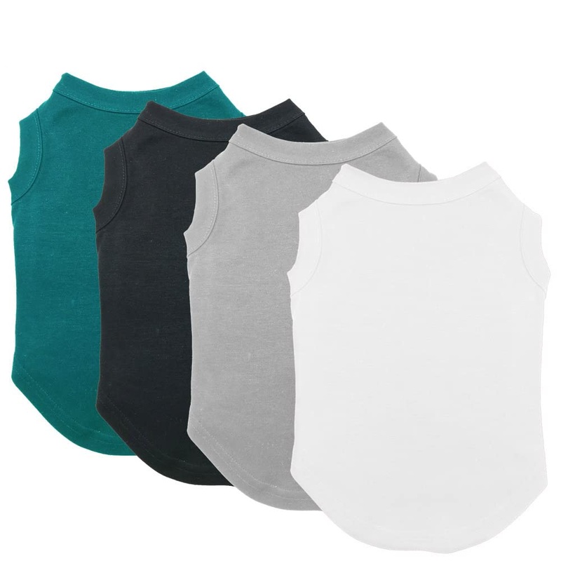 Dog Shirts Clothes, Chol&Vivi Dog Clothes T Shirt Vest Soft And Thin, 4pcs Blank Shirts Plain Dog Clothes For Extra Small Medium Large Extra Large Size Dog Puppy, Shirt For Dog, 2X-Large Size, Group 2 XXL (28″ Chest) Black, Grey, White, Dark Green