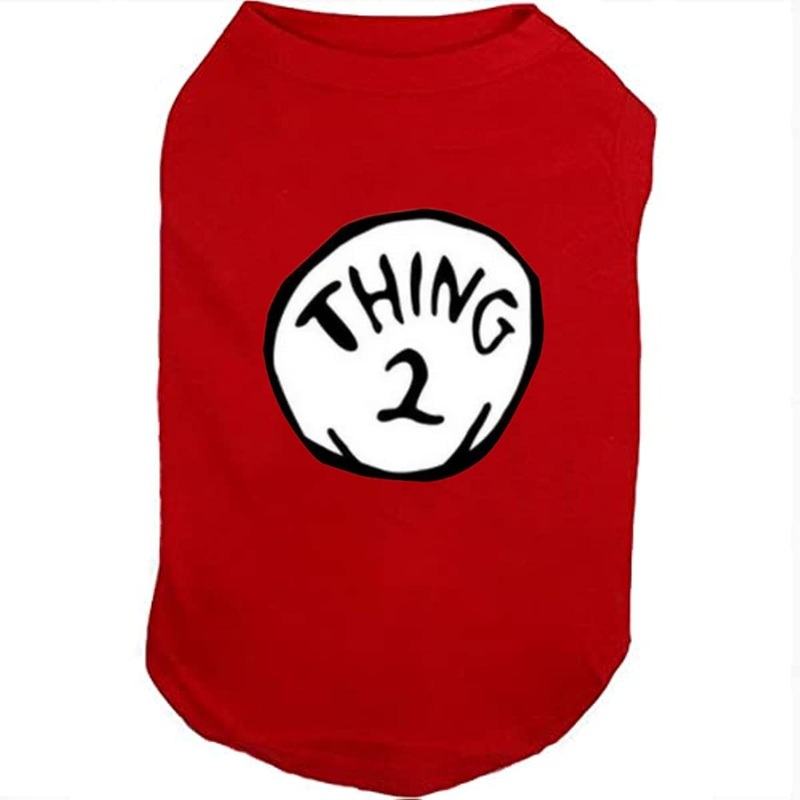 Dog Shirts for Pet Clothes Soft Breathable Puppy Shirts Pop Culture Thing 1 to Thing 9 Printed Pet T-Shirt (RED-2, Small) RED-2