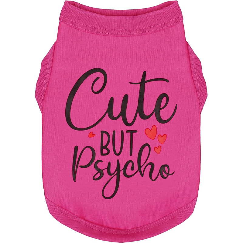 Expressive Cotton Dog Apparel: Soft, Lightweight Puppy Shirt Vest for Small and Medium Dogs, Featuring The Playful ‘Cute but Psycho’ Slogan Print Rose Red Small