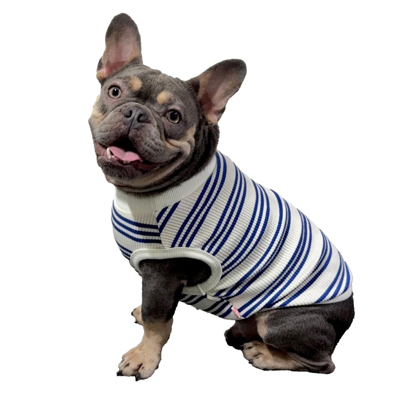 French Bulldog Clothes for Dogs Super Stretchy Four Season Stripe T Shirts (4XL,Cobalt Stripe) 4 Season Stripe T 4XL Cobalt Stripe