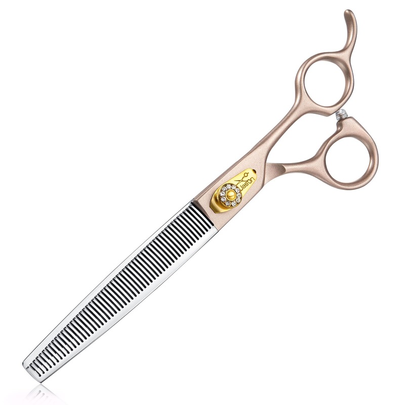 JASON 7.5″ Dog Grooming Scissors – Professional Thinning Shear with 54 Teeth Japanese 440C Stainless Steel Blender Scissor for Dogs, Cats and Other Animals 7.5 Inch
