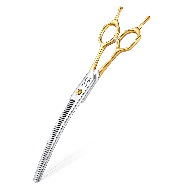 JASON Curved Thinner Dog Scissors – Ergonomic Updated Dog Grooming Scissors Sharp Curved Blender Dog Shears 440C Stainless Steel Grooming Shears Professional Pet Shears for Groomer