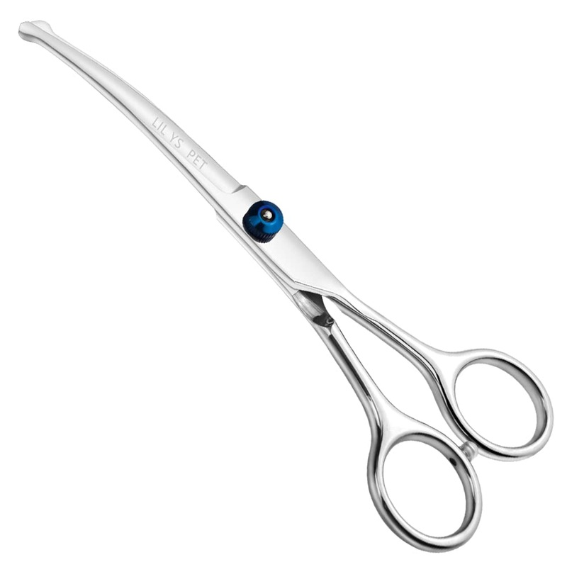 LILYS PET 6.5″ Right-handed Pet Round-Tip Grooming Stainless steel Safety Grooming for Dogs and Cats (Curved Scissor)