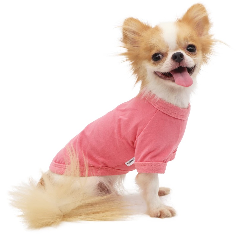 LOPHIPETS 100% Cotton Dog Tee Shirt for Small Dogs Chihuahua Puppy Clothes-Pink/M Medium for 4.5-6.5 lbs Pink