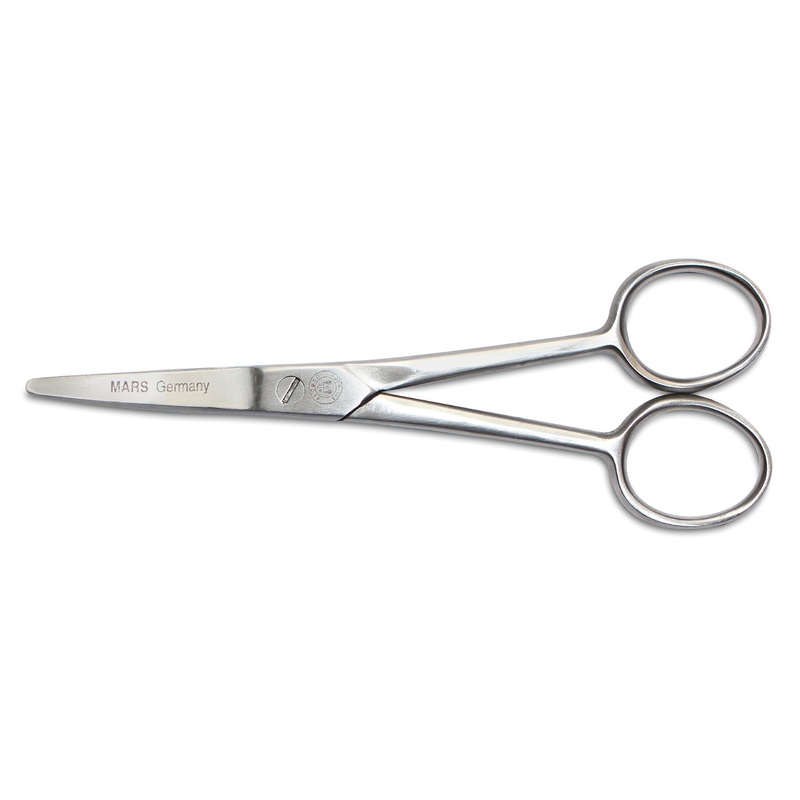 Mars Professional Stainless Steel Curved Scissors Shears, Microserrated, Blunt Points, 5″ Length