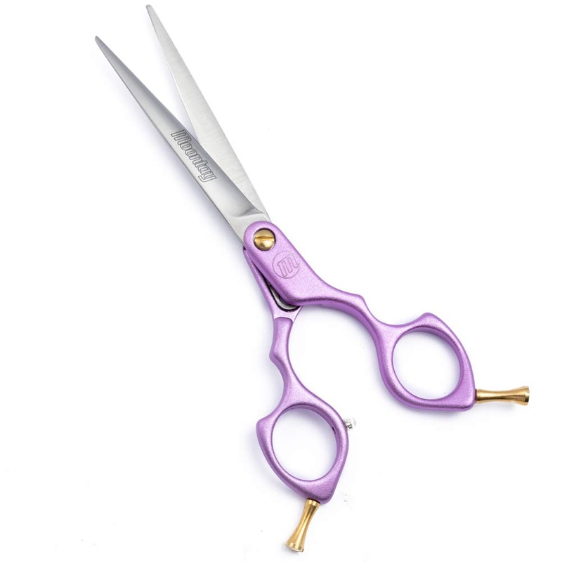 Moontay 6.0″ Professional Straight Pet Grooming Scissor, Dog Cat Grooming Shear/Scissor with Ultra-Light Aeronautical Aluminum Handle, 440C Japanese Stainless Steel Pet Grooming Shear, Purple 6.0″ Straight Cutting Scissor
