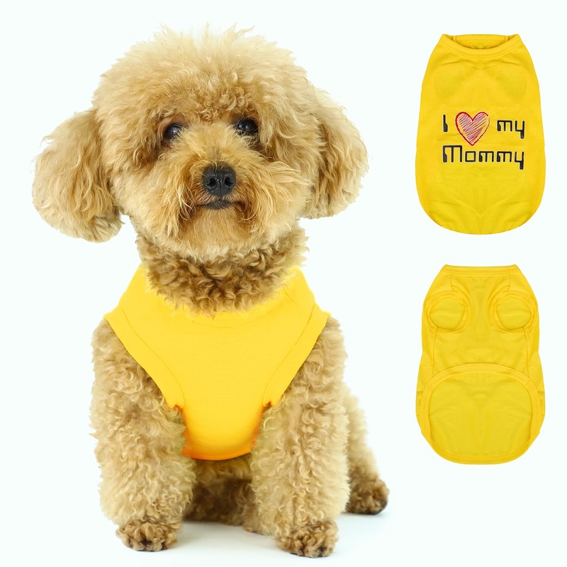 Paiaite Expressive Pet Vest: Sleeveless Dog Shirt with ‘I Love My Mommy’ Slogan, Ideal for Chihuahuas, Poodles, Yorkies, and More – Adorable Design, Ultimate Comfort, Easy Maintenance! Yellow Medium Mommy-Yellow