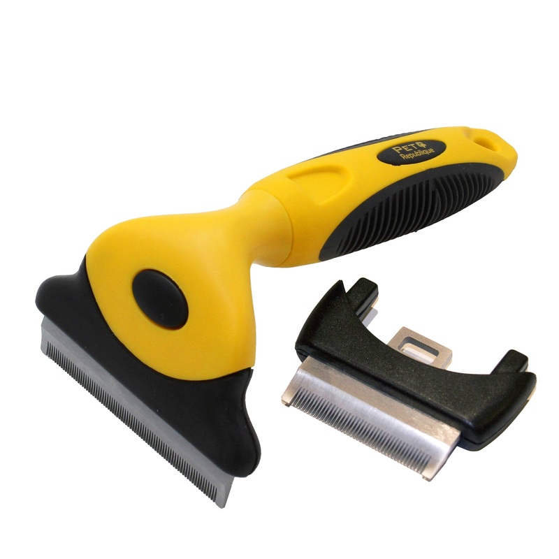 Pet Republique Dog Deshedding Tool – for Dogs, Cats, Rabbits, Any Furry Pets  Reduce Shedding  with 1.8 inches Small and 3 inches Large Replaceable Blades 1.8″ & 3.0″ (S & L) Blades