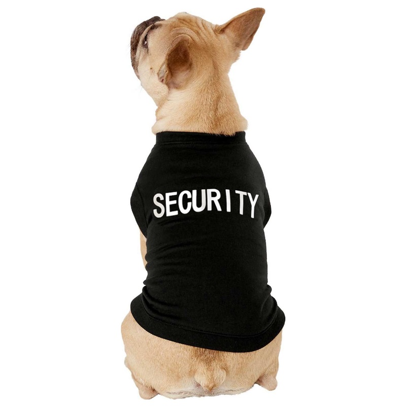 Small Dog T Shirt Black Puppy Shirts for Small Medium Dogs Clothes with Security Letters Printed XL (13.2-16.2lb)