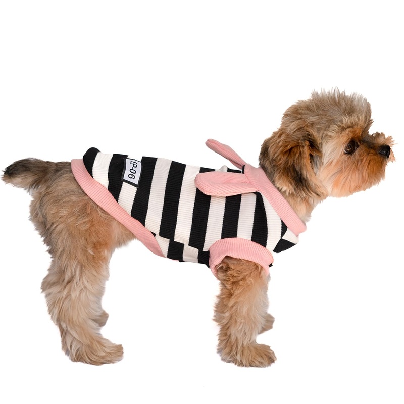 Soft Cotton Striped Shirt,Small Dog Christmas Bunny Costumes Rabbit Clothes for Easter Day Halloween for Small Dogs Teacup Dog Chihuahua Yorkie Boy or Girl-Black and White Stripes XXS XX-Small for 0.5-1.2 lbs Black and white stripes