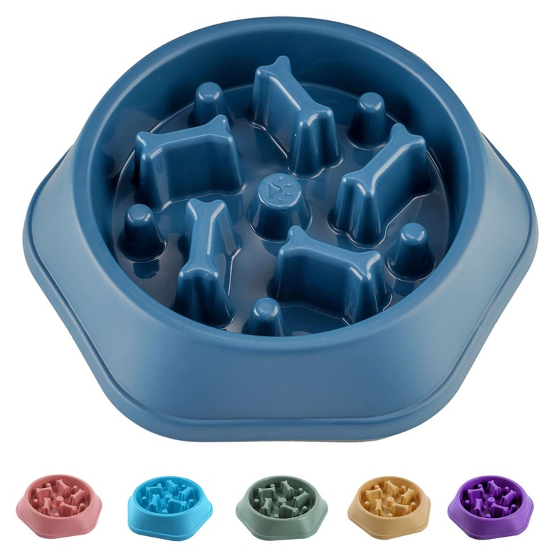 CAISHOW Slow Feeder Dog Bowl Anti Gulping Healthy Eating Interactive Bloat Stop Fun Alternative Non Slip Dog Slow Food Feeding Pet Bowl Slow Eating Healthy Design for Small Medium Size Dogs B.Blue