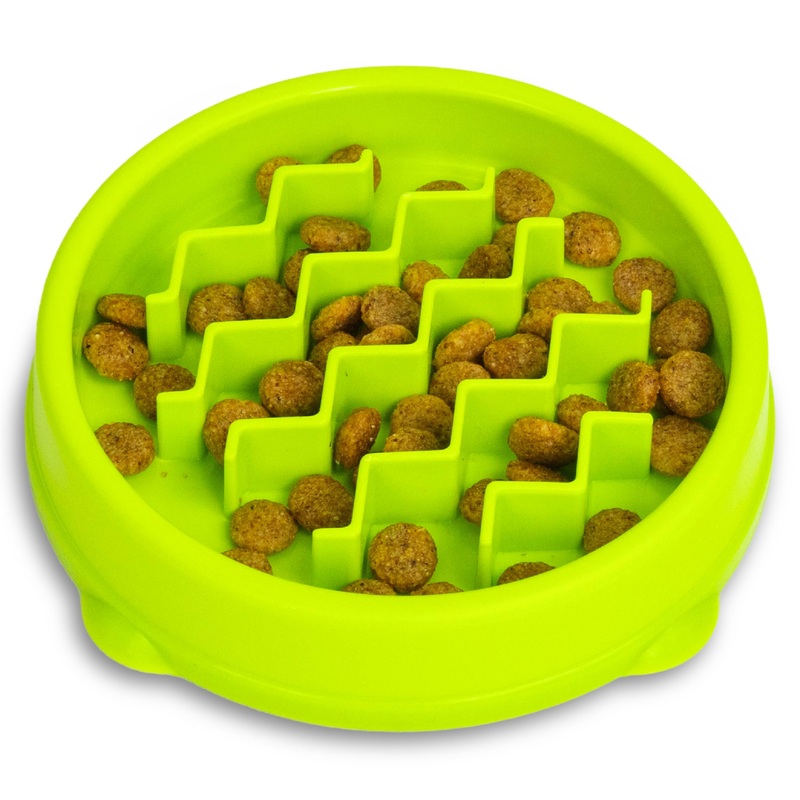 Catstages Kitty Slow Feeder Cat Bowl, Green Green Bowl