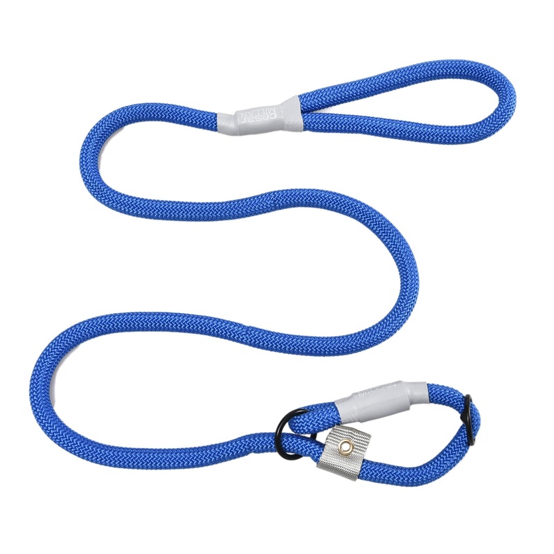 Cesar Millan Slip Lead Leash – 2-in-1 Slip Collar Dog Training Lead & Collar | Heavy Duty Durable Weatherproof Rope Leash, No Pull Training | Length 4ft Diameter 1/2 (Large, Blue) Large