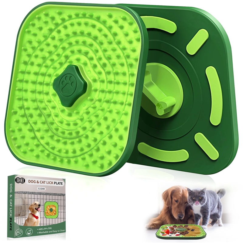 CIICII Dog Lick Mat for Dogs Crate, 2 in 1 Dog Slow Feeder Treat Mat (Large 7.1″ Dog Licking Mat + Dog Crate Training Aid) with Silicone Anti-Slip Pad for Dogs/Cats Anxiety Reduction & Boredom Relief Dog Crate Lick Mat 7.1 X 7.1 Inch