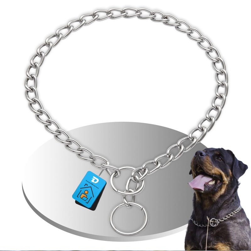 Dog Chain Collar, Adjustable Choke Chain, Heavy Duty Chain Collars for Large Dogs, Secure Buckle for Medium to Large Dogs, Choker Collar forDogs Training Chew Proof