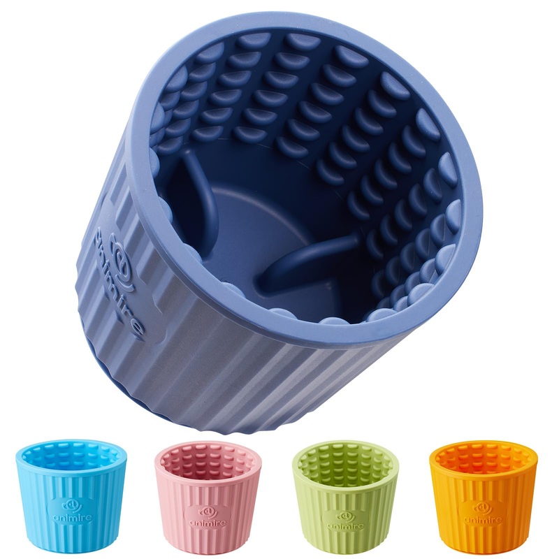 Dog Lick Bowl, Anxiety Relief Dog Licking Mat Freezer Treat Dispenser, Non-Slip Anti-Choking Silicone Slow Feeder Lick Bowl for Small Medium & Large Breed Dogs, BPA Free(Deep Blue,M-L) M-L Deep Blue