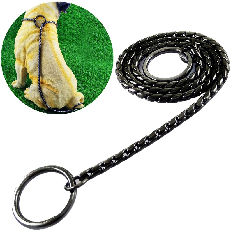 Dog P Snake Chain Chrome Plated Metal Dog Training Choke/Collar-Fully Guaranteed Against Rust Tarnish or Breakage-Recommended for Professional Training (Black, 4mm*50cm(20″)) 4mm*50cm(20″) Black