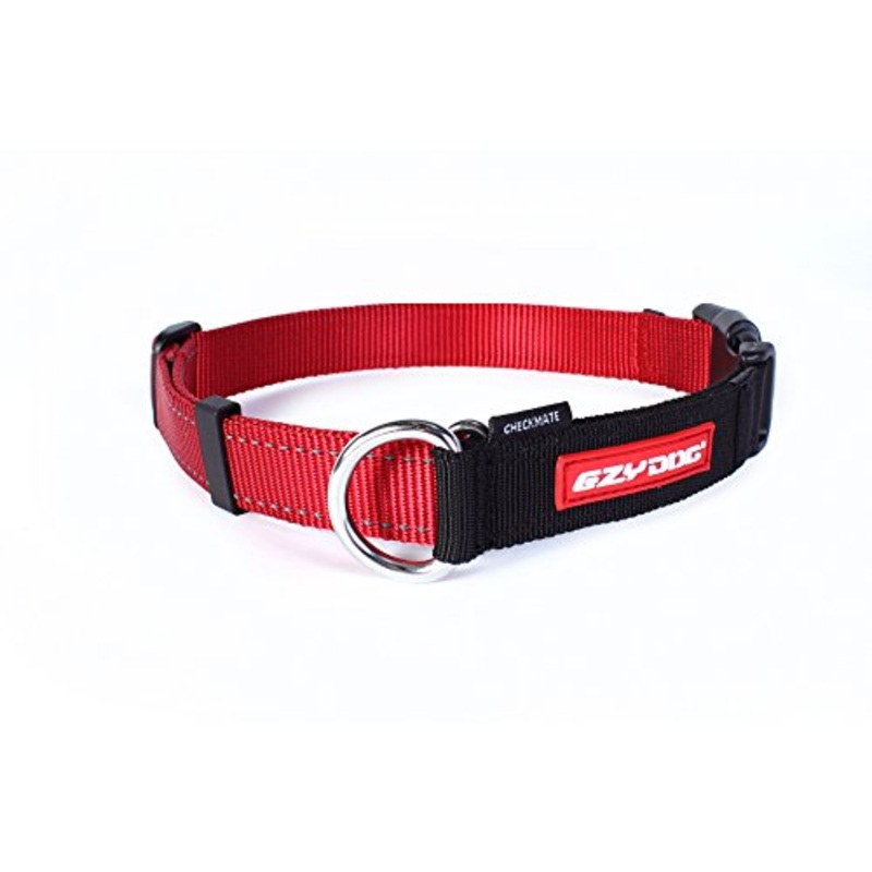 EzyDog Checkmate Martingale Collar for Dogs  Premium Nylon Training Dog Collar for Easy Control with no Choking (Medium, Red) Medium