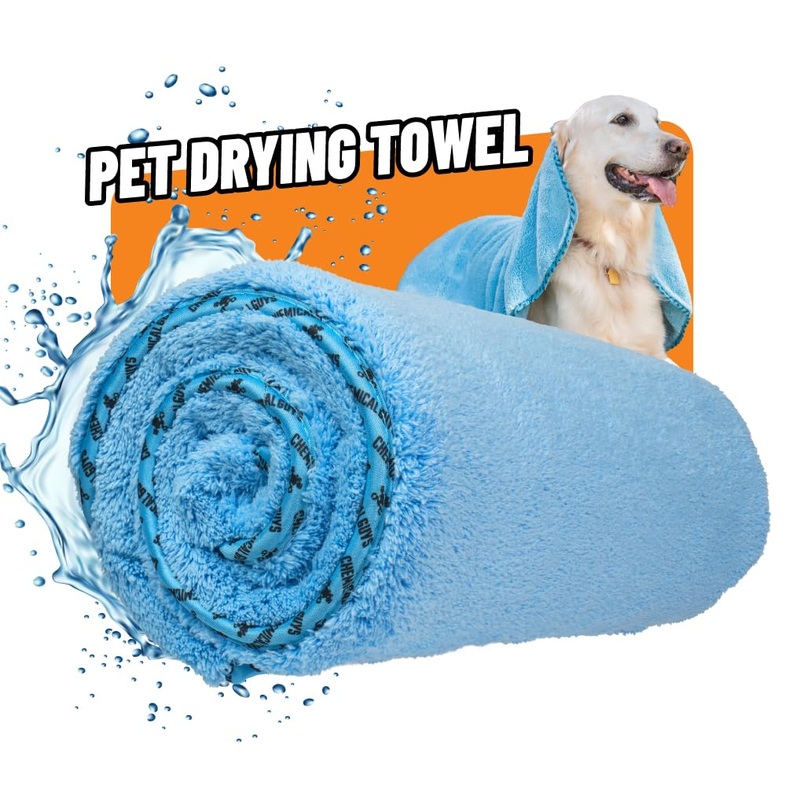 Furrocious Super Absorbent, Ultra Soft Microfiber Pet Towel for Drying & Grooming Dogs, Cats & More by Chemical Guys, Blue (25 inches x 36 inches) PCS1996 – Pet Blanket, Pet Bed Topper