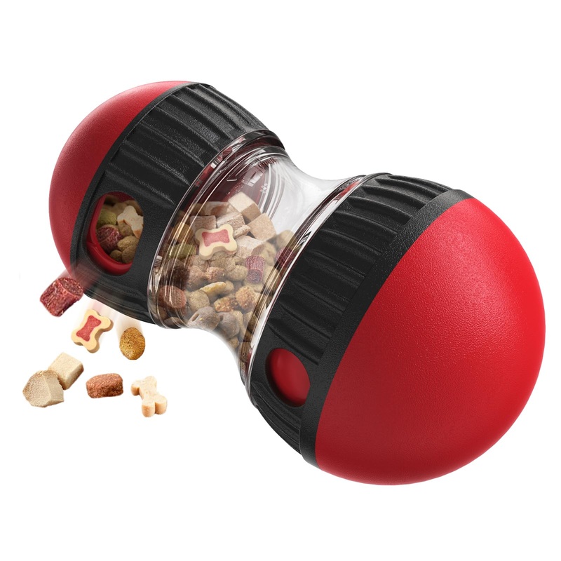 Interactive Dog Treat Dispenser for Dogs, Dog Slow Food Feeder Rolling Ball for Reducing Boredom and IQ Training Toys, Capsicum