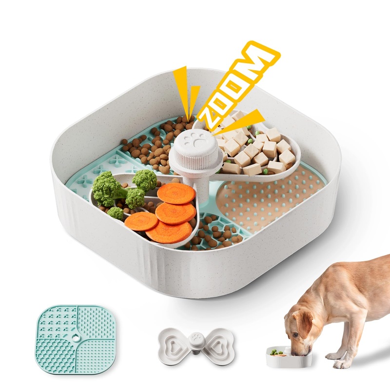 KILIN Slow Feeder Dog Bowls,Dog Slow Feeder Bowl with Lick Mat,Plant-Based Puzzle Maze Dog Food Bowls for Dry,Wet,and Raw Food,Removable Interactive Slow Eating Dog for Small/Medium/Large Breed