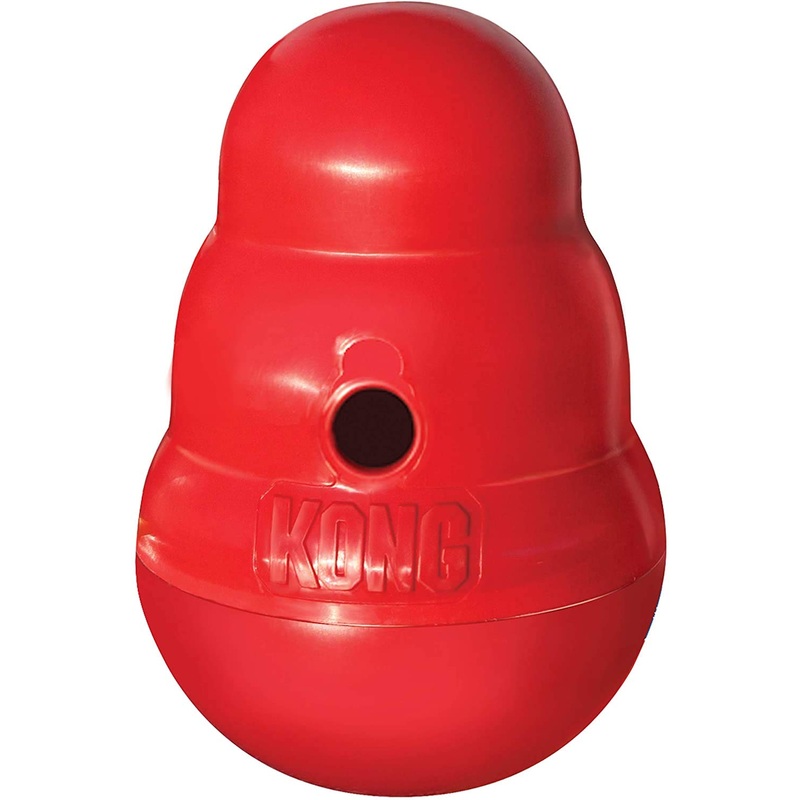 KONG Wobbler – Interactive Dog Toy for Treat Dispensing – Dog Slow Feeder for Healthy Eating – for Medium/Small Dogs Small (Pack of 1)