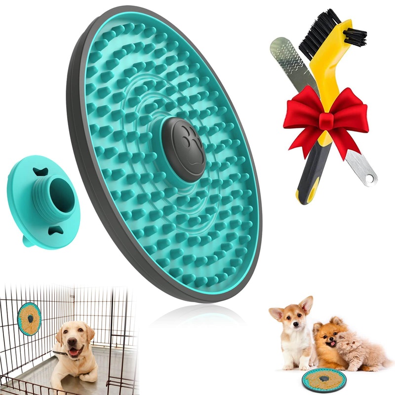 Lick Mat for Dogs, Dog Crate Lick Pads Slow Feeder, Lick Pad Crate Training Toy Crate Lick Plate,Very Suitable Peanut Butter, Treats Yogurt, Bolognese, for Boredom and Anxiety Relief Licking Pad 1 pcs Blue