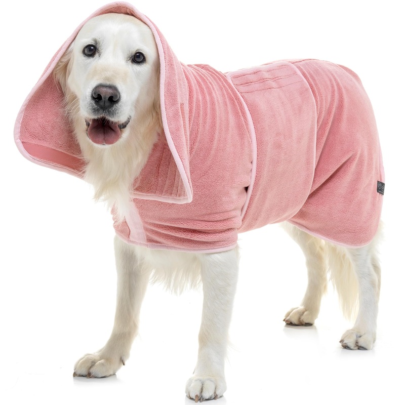 Luxurious Dog Bathrobe – Double Layer Dog Robe – Dog Drying Coat Dries Your Dog in Minutes, Super Absorbent Dog Bath Towel & Ultra Soft Dog Bath Robe in 1 Dog Towel Robe (XS, Dusty Pink) XS