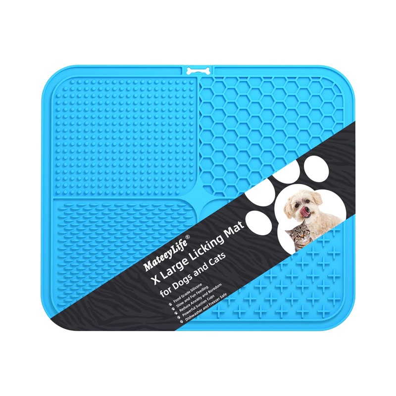 MateeyLife X Large Lick Mat for Dogs Large, Slow Feeder Dog Bowls Lick Pat for Large Dog, Dog Lick Mat for Anxiety Relief, Dog Enrichment Toys to Keep Them Busy, Dog Licking Mat for Bathing Blue 11.9”  10”XL-Blue