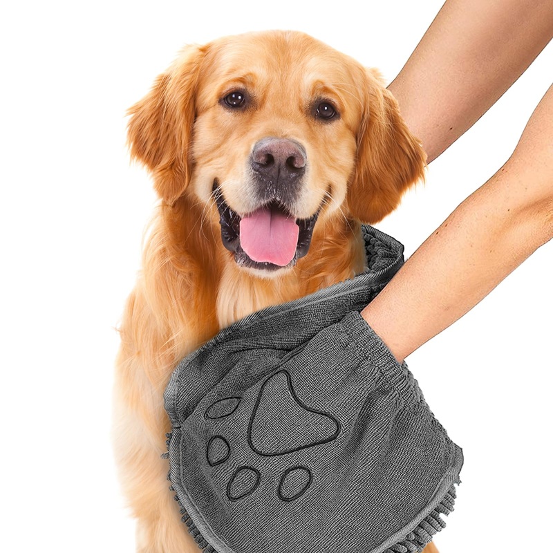 Microfiber Dog Towels for Drying Dogs, Super Absorbent, Soft and Quick Drying Pet Grooming Towel, 31Inch X 13Inch, Perfect Pets’ Shower & Bath Supplies for Dog and Cat, Machine Washable, Grey