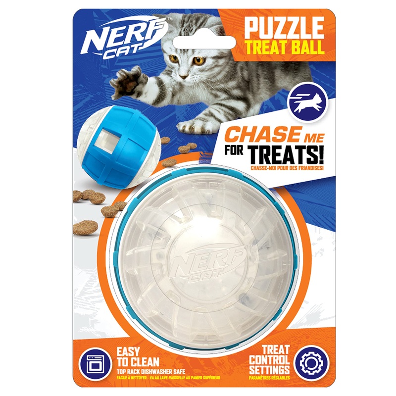 Nerf Dog 3.5in EXO Slow Feeder Nerf Cat Cap -Blue/Clear, (NC-7824), Small Blue/Clear