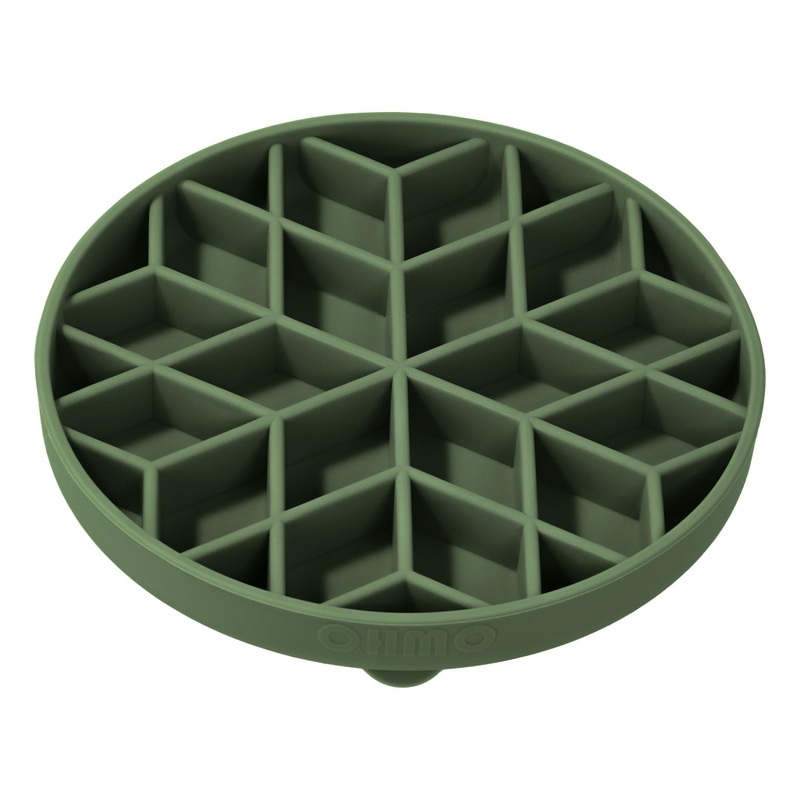 OHMO Slow Feeder Dog& Cat Bowl, Silicone Puppy Cat Food Bowl with Anti-Slip Suction Cup Slow Down Small Dogs Eating, Anti Choking (S-Diamond,Camo Green) Camo Green Diamond-S(5.9)