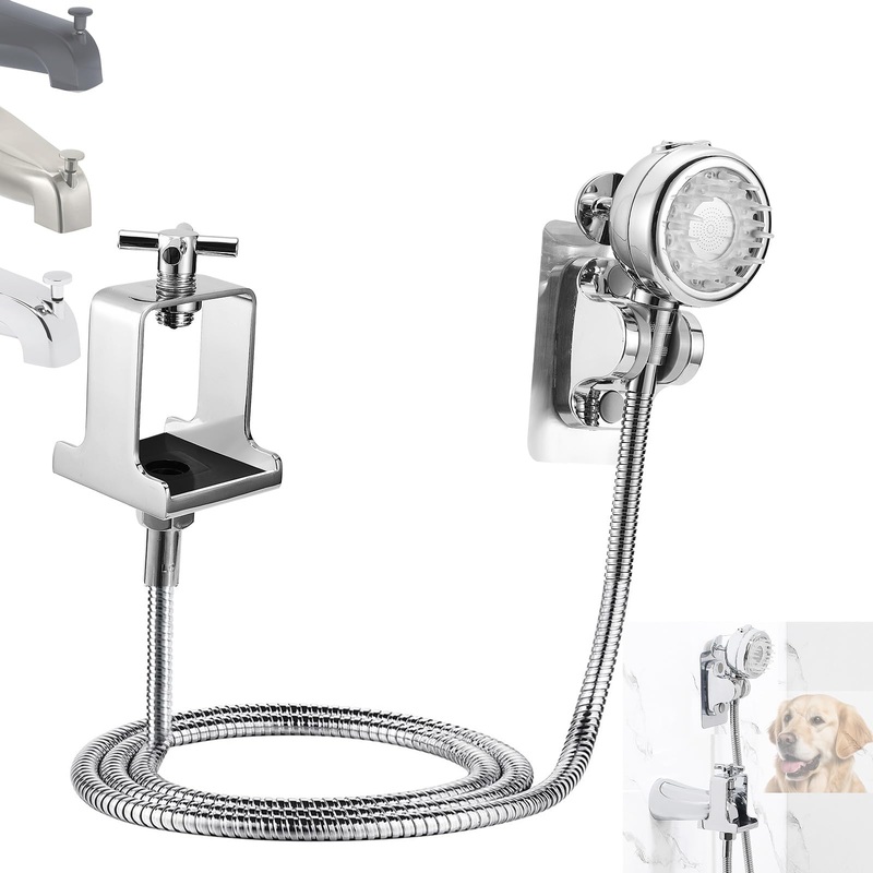 Pet Shower Attachment Dog Washing Supplies Set Bathtub Sprayer with Upgrated Quick Metal Connector & 6ft Hose for Bathroom Tub Spout w/Front Diverter