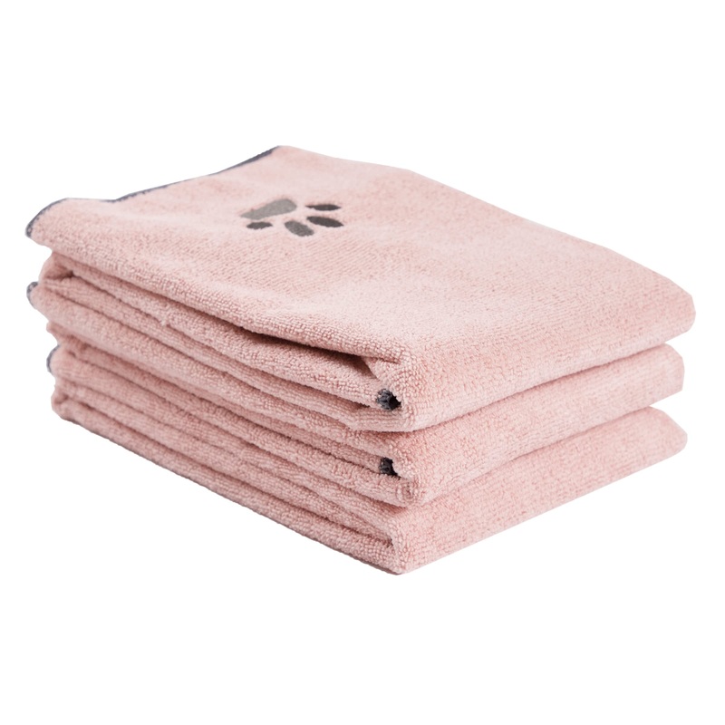 Ritz Premium Embroidered Microfiber Pet Towel (3-Pack), 18″ x 28″, Highly Absorbent, Fast-Drying, Long-Lasting, Super Soft 80% Polyester and 20% Polyamide Pet Cloth, Grey Paw Spa Grey Small (Pack of 3)