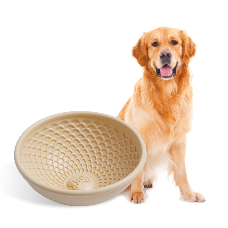 Silicone Dog Lick Bowl Morandi Color Slow Feeder Dog Bowls for Oral Health BPA-Free Silicone Freeze Bowl for Dogs Anxiety Relief Lick Mat, Choking Prevent, 2 Modes, Dishwasher Safe (Morandi Beige) Morandi Beige
