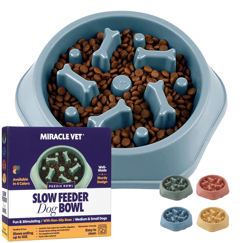 Slow Feeder Dog Bowls for Fast Eaters – For Small, Medium Sized Dogs – Dog Puzzle Maze Helps Slow Down Eating – Adult, Puppy Food Bowl for Bloat Stop – Non-Slip Dog Slow Feeder Bowl (Blue) Blue