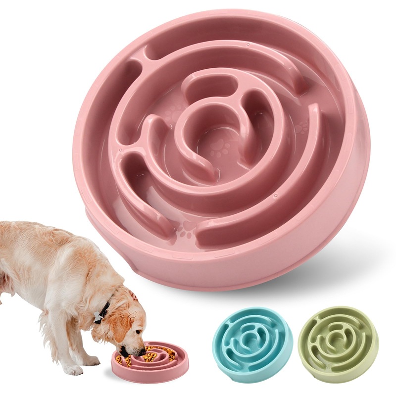 Slow Feeder Dog Bowls, Puzzle Dog Bowl with Anti-Slip, Slow Feeder & Non-Slip Design, Boredom and Anxiety Reducer, Suitable for All Breed Dogs and Cat Pink