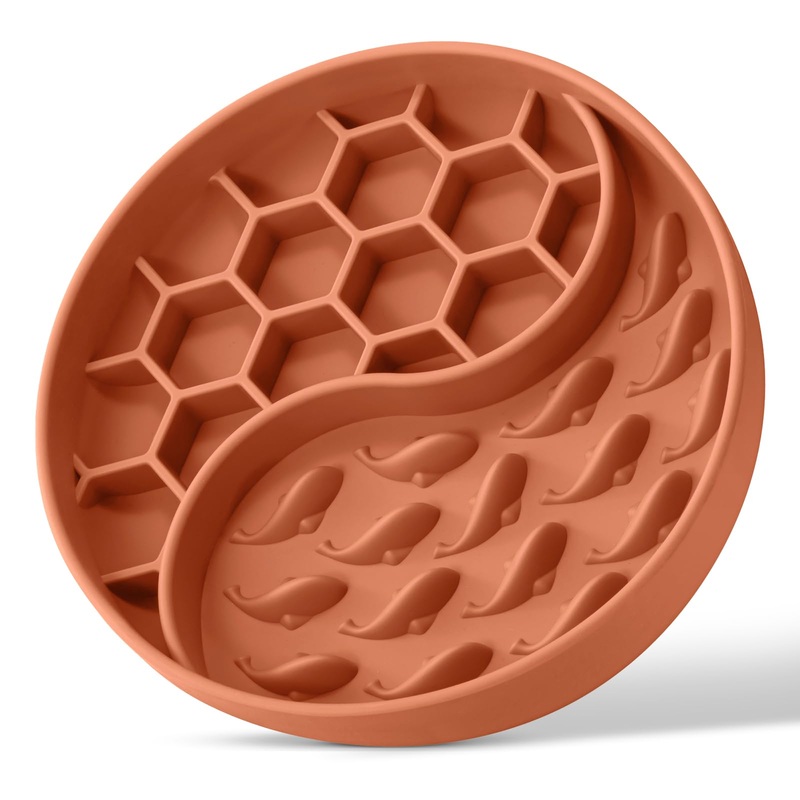 Slow Feeder Dog Bowls, Silicone Pet Food Bowls with Suction Cups for Small Medium Breed, Non-Slip Dog Feeding Bowls Slow Down Pet Eating Speed, Anxiety Relief & Fun Added (Orange, 2 Cup) Orange