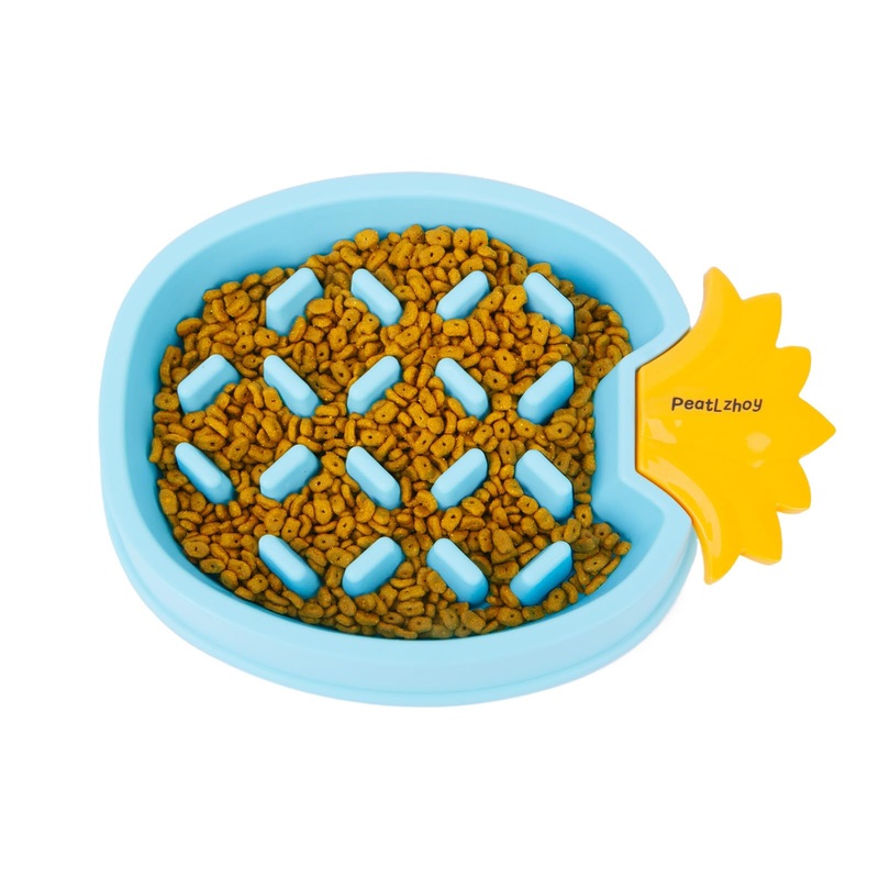 Slow Feeder Dog Cat Bowls, Non-Slip, Fun Design to Slow Down Eating and Prevent Puppy Overeating, Interactive Puzzle Toy for Dogs and Cats Food Training, Large, Small Breeds, 2 Cups (Blue)